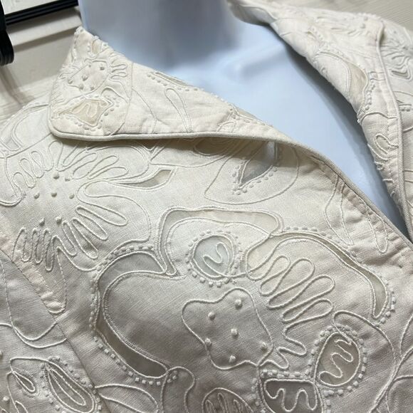 Lafayette 148 Jacket Elegant White Embroidered Women's Size 6 Embroidered Beaded - Picture 2 of 12